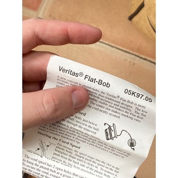 Vintage 1998 DATED Veritas Flat-Bob Plumb Bob Marked - Made in Canada O5K97.05 - Picture 2 of 4